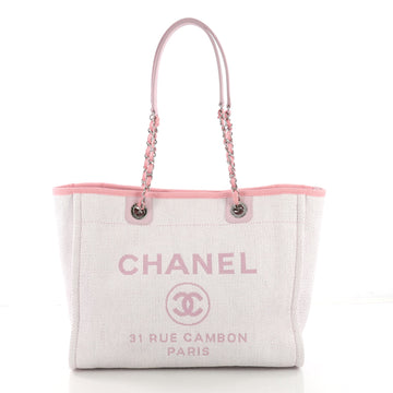 Chanel Deauville Chain Tote Raffia Small Pink 3746968