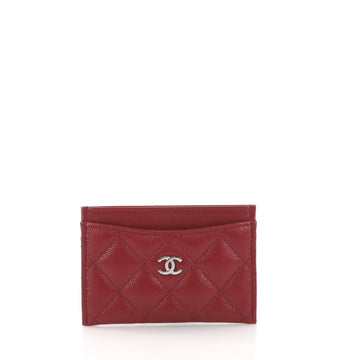 Chanel Classic Card Holder Quilted Caviar Red 374712