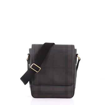 Burberry Greenford Crossbody Bag Smoked Check Coated Canvas 3748012
