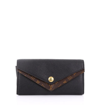 Double V Wallet Leather with Monogram Canvas