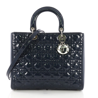 Christian Dior Lady Dior Handbag Cannage Quilt Patent Large  374839