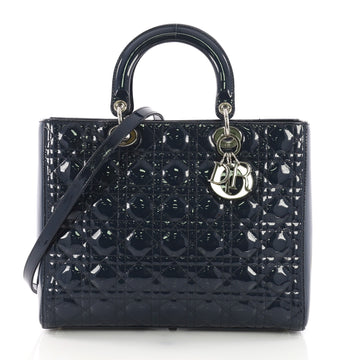 Christian Dior Lady Dior Handbag Cannage Quilt Patent Large  374839
