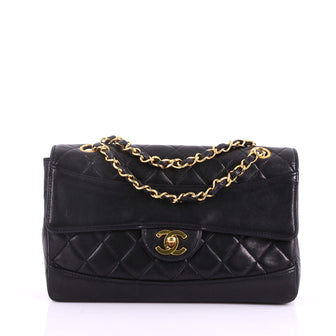  Chanel Vintage CC Chain Flap Bag Quilted Lambskin Medium Black 374951