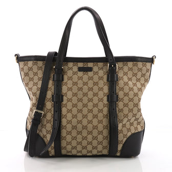 Gucci Convertible Belted Tote GG Canvas with Leather Medium  375031
