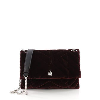 Lanvin Sugar Flap Shoulder Bag Quilted Velvet Mini Red 375041