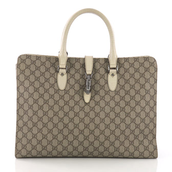 Gucci Jackie Soft Tote GG Coated Canvas Large Neutral 375052