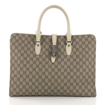 Gucci Jackie Soft Tote GG Coated Canvas Large Neutral 375052