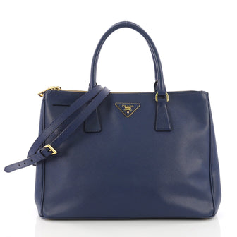 Prada Double Zip Lux Tote Saffiano Leather Medium Blue 3751410