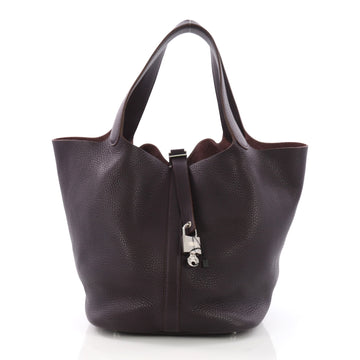 ermes Picotin Lock Handbag Clemence GM Purple 375142