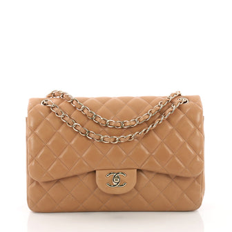 Chanel Classic Double Flap Bag Quilted Lambskin Jumbo 375151