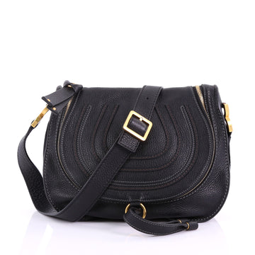 Chloe Marcie Zip Crossbody Bag Leather Medium Black 3752002