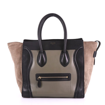 Celine Tricolor Luggage Handbag Leather Mini Green 375222