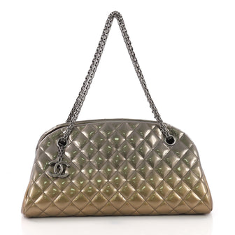 Chanel Just Mademoiselle Degrade Handbag Quilted Patent Medium 3752820
