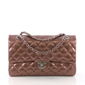 Chanel Classic Double Flap Bag Quilted Striated Metallic Patent Medium 3752826