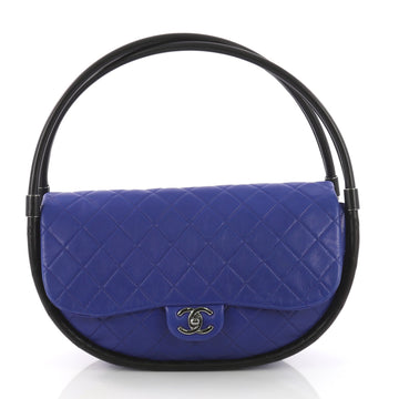 Chanel Hula Hoop Bag Quilted Lambskin Medium Blue 3752830