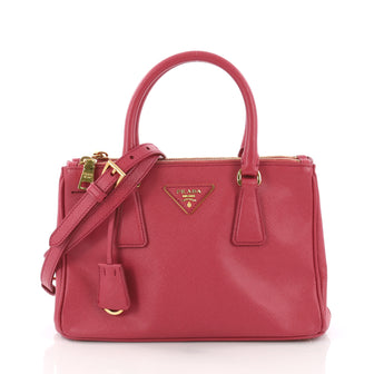 Prada Double Zip Lux Tote Saffiano Leather Small Pink 375427