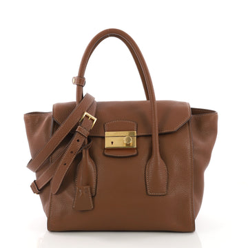Prada Twin Pocket Lock Flap Tote Vitello Daino Medium 375511