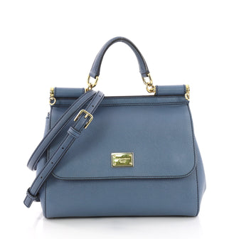 Dolce & Gabbana Miss Sicily Handbag Leather Medium Blue 375521