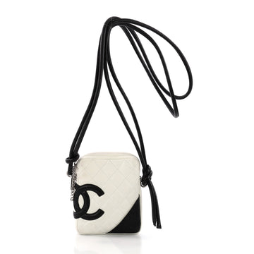 Chanel Cambon Crossbody Bag Quilted Leather Small White 375621