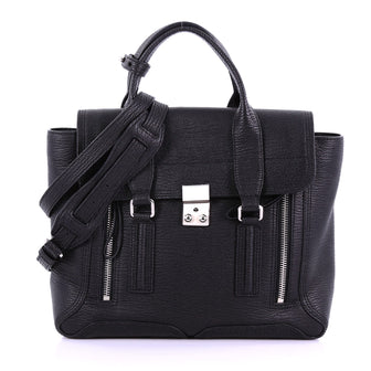 3.1 Phillip Lim Pashli Satchel Leather Medium Black 375631