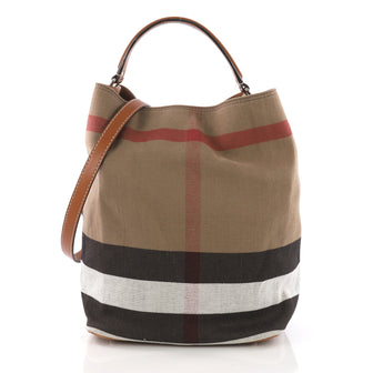 Burberry Ashby Handbag House Check Canvas Medium Brown 3757313