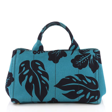 Prada Canapa Convertible Tote Printed Canvas Large Blue 3757316