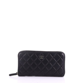 Chanel Zip Around Wallet Quilted Lambskin Long Black 3757323