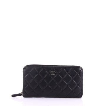 Chanel Zip Around Wallet Quilted Lambskin Long Black 3757323