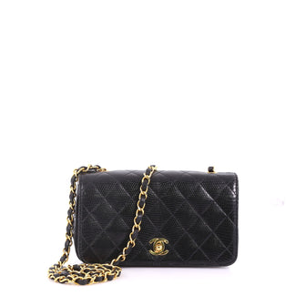 Vintage CC Chain Flap Bag Quilted Lizard Small