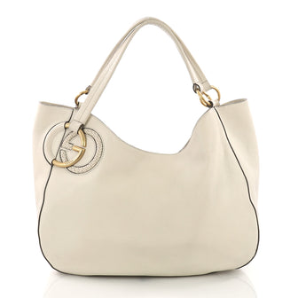 Gucci Twill Shoulder Bag Leather - Designer Handbag White 375781