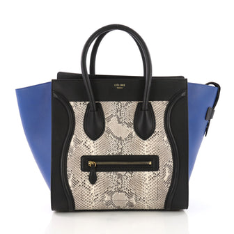 Celine Tricolor Luggage Handbag Python and Leather Mini 375951