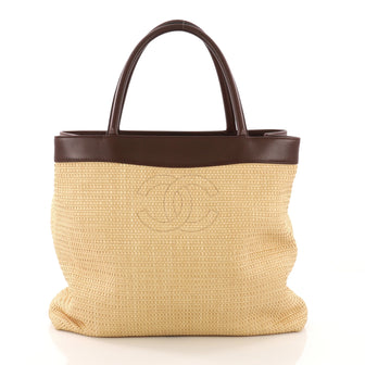 Chanel Vintage CC Tote Raffia Large Neutral 376058