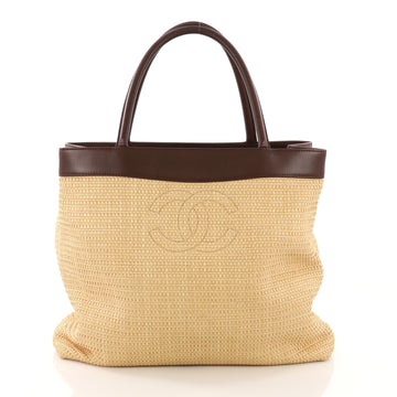 Chanel Vintage CC Tote Raffia Large Neutral 376058