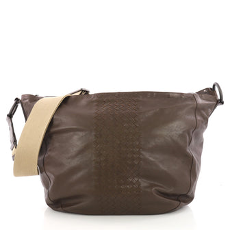 Bottega Veneta Zip Top Messenger Leather with Intrecciato 376098