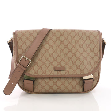 Gucci Messenger Buckle Bag GG Coated Canvas Medium Pink 376108