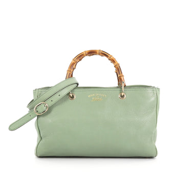 Gucci Bamboo Shopper Tote Leather Medium Green 376121