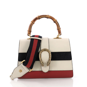 Gucci Dionysus Bamboo Top Handle Bag Colorblock Leather Medium White 376131