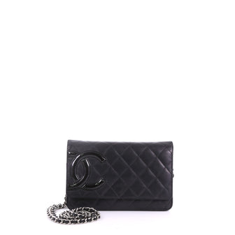 Chanel Cambon Wallet on Chain Quilted Leather Black 376153