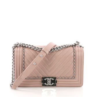 Chanel Jacket Boy Flap Bag Chevron Calfskin Old Medium 376181