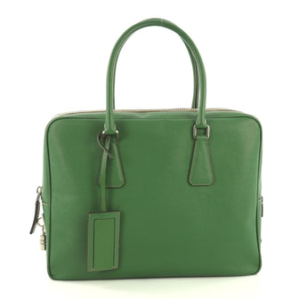 Prada Zip Around Briefcase Saffiano Leather Large Green 3762119