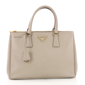 Prada Double Zip Lux Tote Saffiano Leather Medium Gray 376214