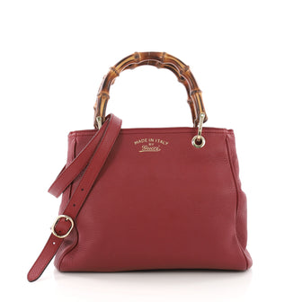 Gucci Bamboo Shopper Tote Leather Small Red 376231