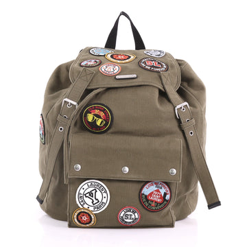 Saint Laurent Noe Backpack Canvas with Patches Large 376341