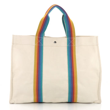 Hermes Fourre Tout Socoa Handbag Rainbow Toile GM Neutral 376344