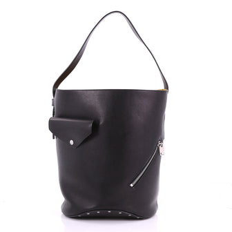 Celine Biker Bucket Shoulder Bag Calfskin Small Black 376381