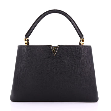 Louis Vuitton Capucines Handbag Leather MM Black 376411