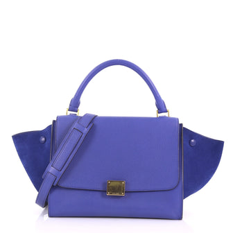 Celine Trapeze Handbag Leather Small Blue 3764201