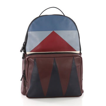 Valentino Patchwork Backpack Leather Large Blue 376611