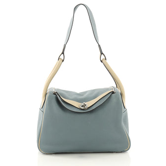 Hermes Bicolor Lindy Handbag Clemence 30 Blue 376651