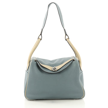 Hermes Bicolor Lindy Handbag Clemence 30 Blue 376651
